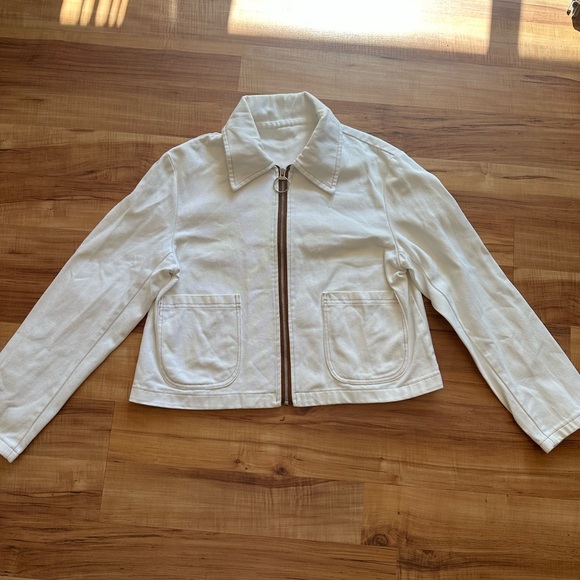 Citizen Vintage Reworked White Cotton Denim Collared Jacket - Picture 2 of 7